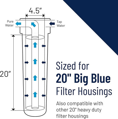 Pentair Pentek NCP-20BB Big Blue Carbon Water Filter, 20-Inch, Whole House Non-Cellulose Carbon Impregnated Pleated Filter Cartridge, 20" x 4.5", 10 Micron, Pack of 6, Gray