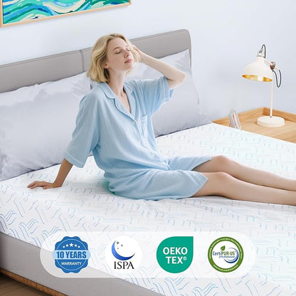 King Memory Foam Mattress, 10 Inch Cooling Gel Bed in a Box, Foam Mattress with Removable Cover No Fiberglass, Support Cool Night Sleep & Pressure Relief, Made in USA, White(80"*76"*10")