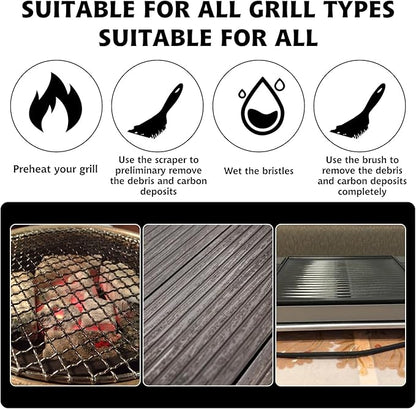 9 Pieces Grill Brush and Scraper Stainless Steel Wire Grill Brush Extra Strong BBQ Cleaner Accessories Heavy Duty Barbecue Grill Cleaning Brush Cleaner (8 Inch)