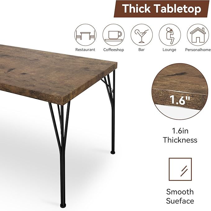 Kitchen Dining Table Set for 4, 5-Piece Kitchen Table Set with 1.6“ Thick Tabletop,Dining Room Table Sets,Kitchen Table Set with 4 Chairs for Small Space, Dinette,Apartment,Retro Brown