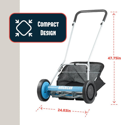 American Lawn Mower Company 20-Inch 5-Blade Walk Behind Reel Mower with Grass Catcher
