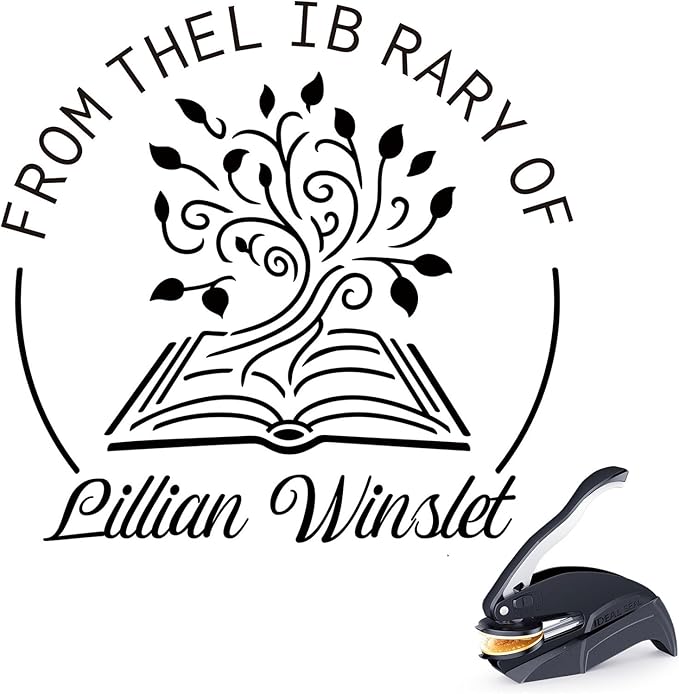 Personalized Book Embosser - Custom Library Stamp, Personal Gifts for Book Lovers, Readers, Teachers (BT-01)