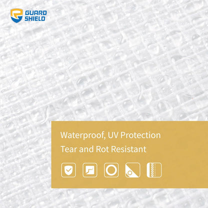 GUARD SHIELD Clear White Tarp Heavy Duty 8x20 Feet Waterproof for Greenhouse Outdoor Garden Poly Cover UV Resistant 3x3 Weave 10mil