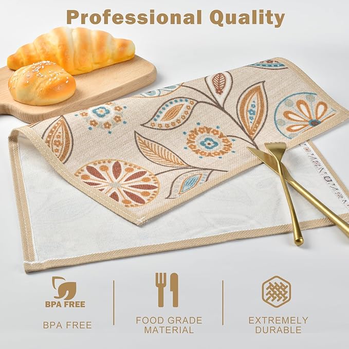 Snycler Table Runner Boho Table Runners Vintage Elegant Farmhouse Table Center Linen Decor for Home Dining Party Entrance (12x18 Inch ,Set of 4) Khaki