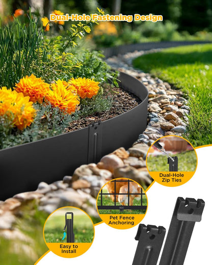 Landscape Edging Metal Stakes, 10 Inch Heavy Duty Garden Stakes, 2mm Thickened High Carbon Steel Landscaping Anchoring Spikes for Edging Coil, Outdoor Tent and Terrace Board (40 Pcs)