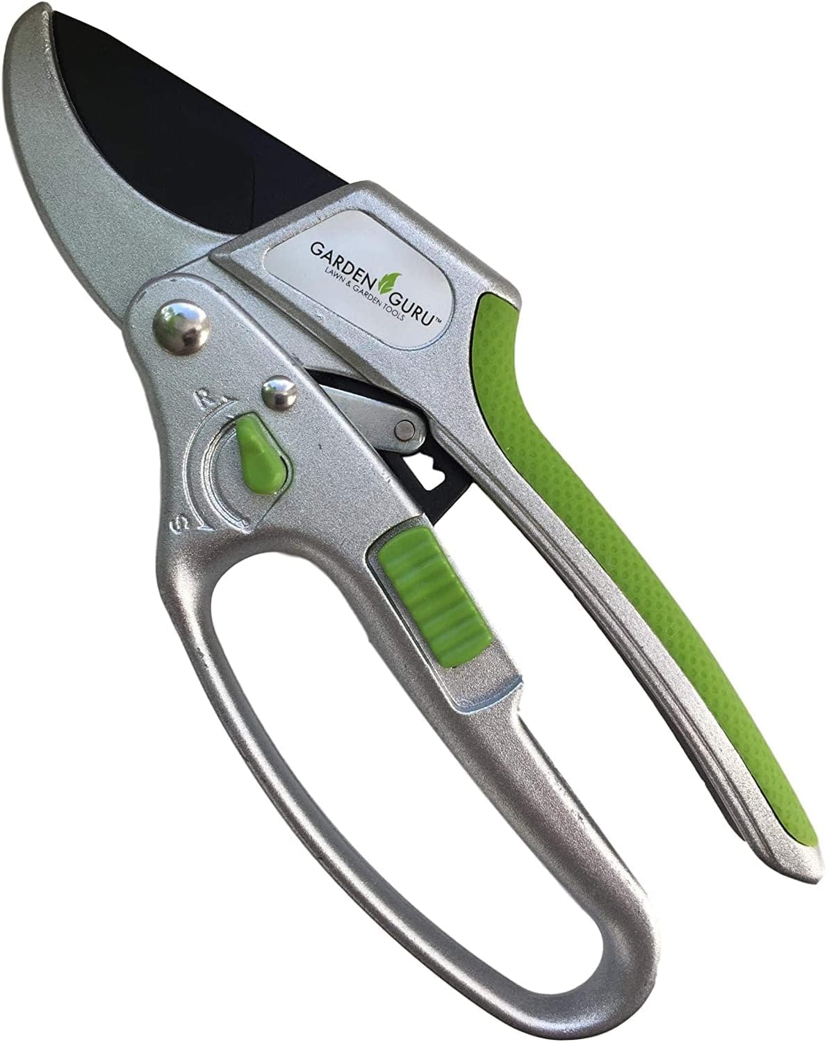 GARDEN GURU 2 in 1 Ratchet Pruning Shears Clippers – 4X Cutting Power – Ratcheting Garden Anvil Pruners Scissors - Ergonomic Grip - Makes Tough Cuts Easy - Great for Seniors & Arthritic Hands