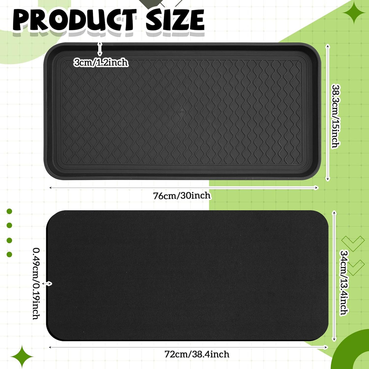 Vesici 2 Set/4 Pcs Large Self-Watering Plant Trays (30"x15") and 3mm Capillary Mat-Automatic Watering System for Indoor/Outdoor Plants, Durable Plastic Seedling Trays for Potted Plant, Garden