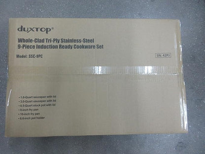 Duxtop Whole-Clad Tri-Ply Stainless Steel Induction Cookware Set, 9PC Kitchen Pots and Pans Set