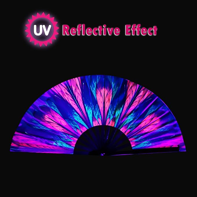 Boots on The Ground Fan, Large Folding Hand Fan for Women and Men, Popping Fans for Line Dancing for Raves, EDM, Dance Party, and Home Decoration