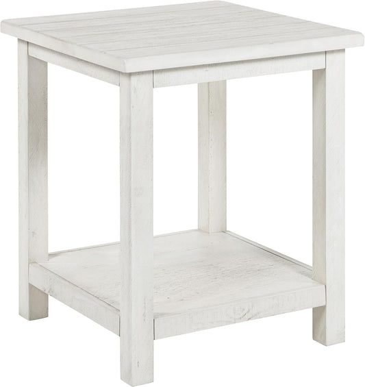 Coaster Home Furnishings - Payne - Wood - Square End Table with Lower Shelf, Open Storage and Rustic Style - Living Room - 20-Inch - White - 710556