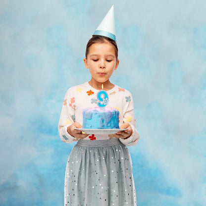 Blue Frozen Birthday Party Decorations, White Snowflake Number Candles 0-9, Kids Adults Birthday Anniversary Wedding Party Supplies, 2.87 inch Number 4 Cake Topper Decoration (Blue, Number 4)