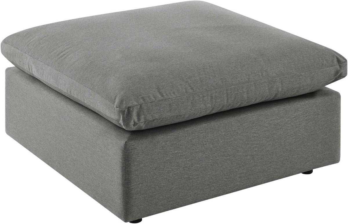 Modway Commix Outdoor Patio Overstuffed Sectional Sofa Ottoman in Charcoal