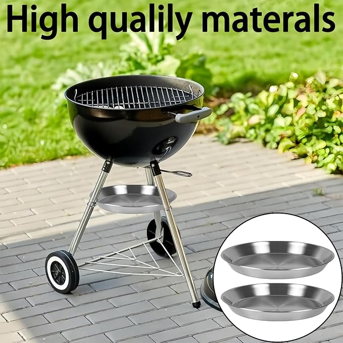 2 Pack 11.8" Ash Catcher Pans with Clips for Weber 18" 22" Kettle Grill, Heavy-Duty Metal Ash Pan Replacement for Charcoal Grill, BBQ, Campfire, Fireplace