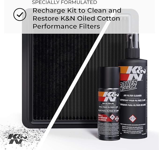 K&N Air Filter Cleaning Kit: Squeeze Bottle Filter Cleaner and Black Oil Kit; Restores Engine Air Filter Performance; Service Kit-99-5050BK
