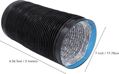 Dioche 7 Inch Conditioner 7in Dryer Vent Exhaust Duct Hose - Flexible Insulated Air Ducting, 6.56ft for HVAC Systems, Kitchens & Greenhouses - Durable PVC Aluminum Foil Design