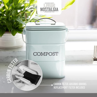 Kitchen Craft Living Nostalgia Vintage Blue Compost Bin LNCOMPBLU