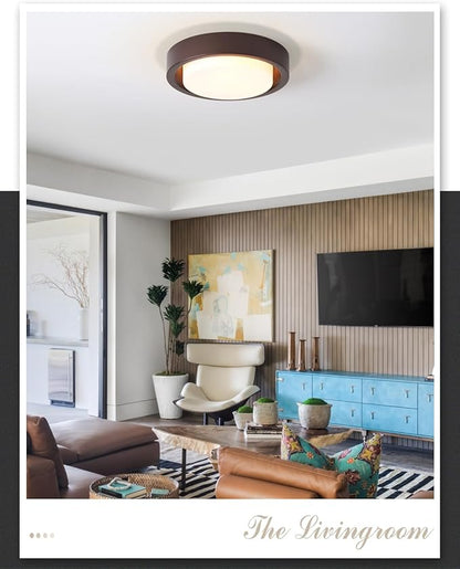 16 Inch Flush Mount Ceiling Light,3-Lights Oil Rubbed Bronze Finish with Frosted Glass Shade,Round Ceiling Light Fixture for Bedroom Livingroom Kitchen