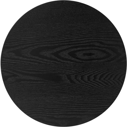 Modern Side Table, 16.93" Fluted Round Pedestal Table for Living Room, Bedroom, Entryway, Sofa, Chair – Black Accent Table with Solid Wood Strips End Table