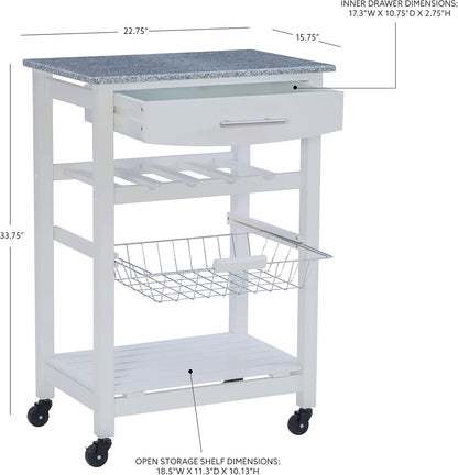 Linon Kitchen Island, White, 22.88 x 15.75 x 33.88