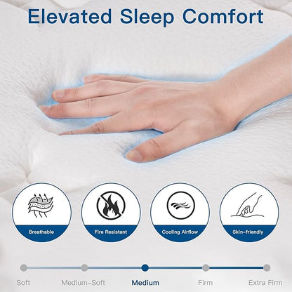 Twin Size Mattress 10 Inch, Twin Mattress in a Box, Hybrid Memory Foam Medium Firm Feel Individual Pocket Springs Matress, Breathable Fabric, Strong Edge Support, Fiberglass Free