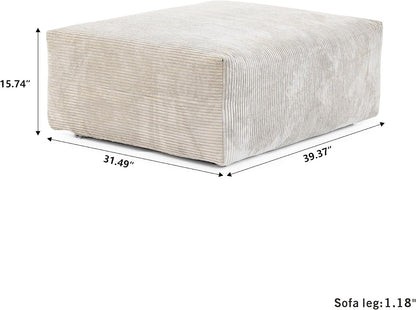 JACH 39.37" Oversized Ottoman Seater for Living Room, Deep Seat Extra Sofa Seater, Minimalist Chaise Ottoman, Modern Corduroy Ottomans for Living Room, Apartment, Beige ﻿