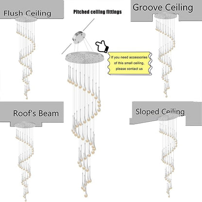 197inches Large Chandeliers for High Ceilings Silver Chandeliers for Entryway High Ceiling Pendant Lights Crystal Drop Light for Living Room Foyer Hallway Staircase