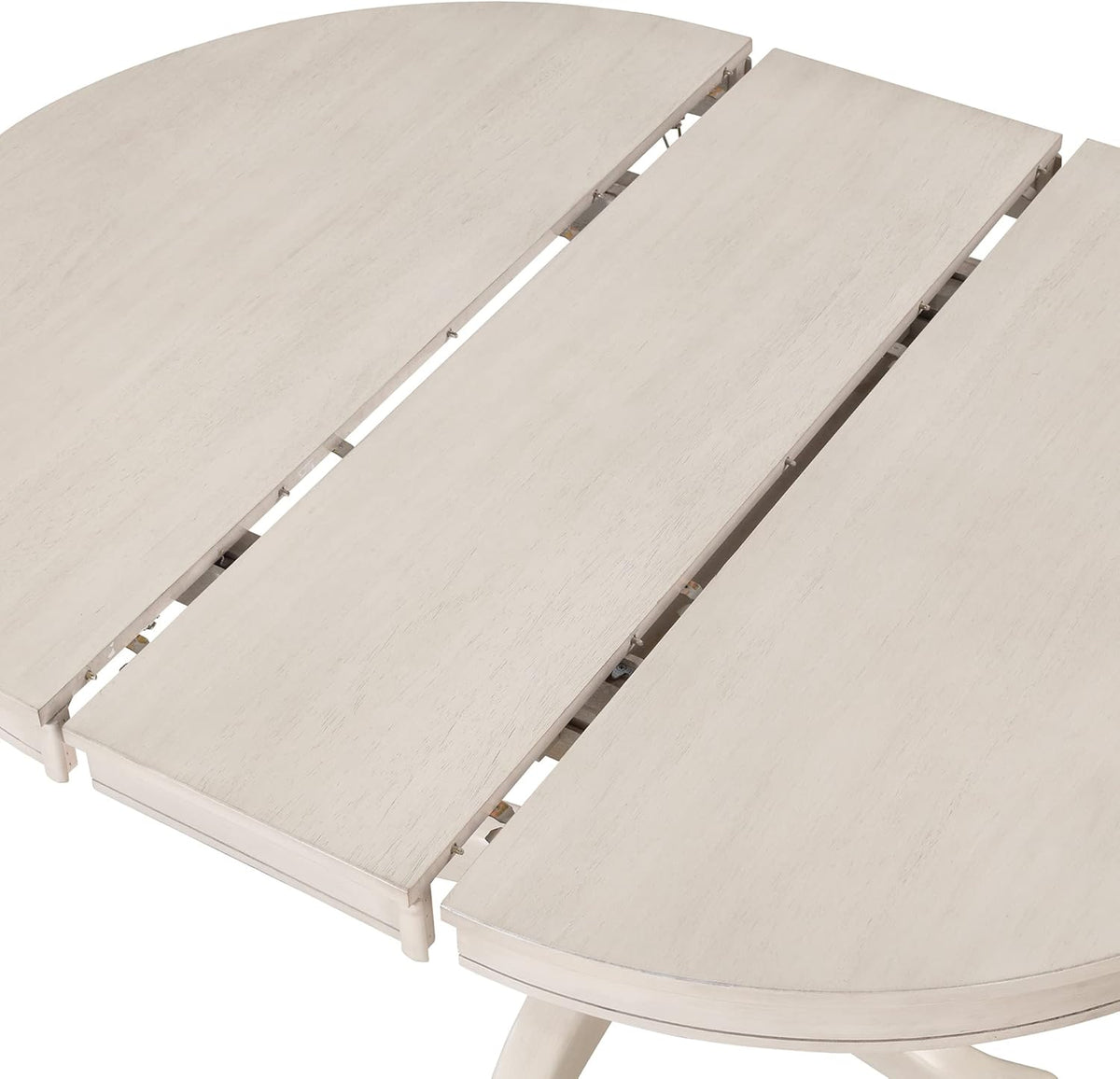 Extendable Dining Table Set for 4, 5 Piece Kitchen Table and Chairs Set, 4 X-Back Solid Wood Dining ChairSet, Industrial Oval Round Dining Table for Small Space, Apartment, French Country White