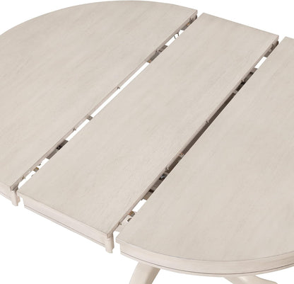 Extendable Dining Table Set for 4, 5 Piece Kitchen Table and Chairs Set, 4 X-Back Solid Wood Dining ChairSet, Industrial Oval Round Dining Table for Small Space, Apartment, French Country White
