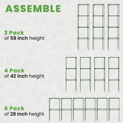Tomato Cage Square - Large Trellis Stakes and Plant Support Structures for Vegetables and Climbing Plants - Tall Tomato Cages for Garden, Pots, Raised Garden Bed Outdoor Supplies (3 Pack - Up to 58")