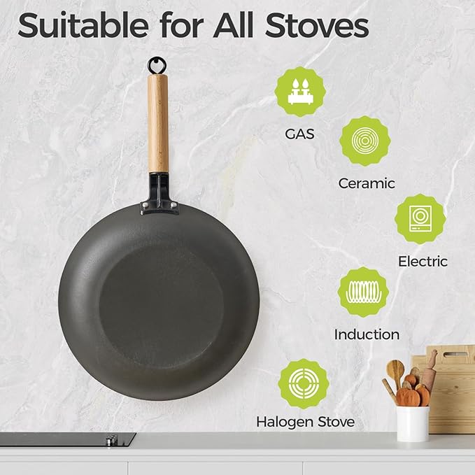 YUTANN Nonstick Frying Pan 12 inch, Ceramic Cast Iron Skillet, Lightweight Pre-seasoned Cast Iron Pan with Detachable Handle, Dishwasher & Oven Safe, Free of PFAS and PFOA