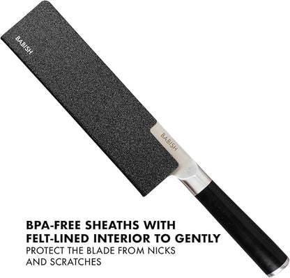 Babish High-Carbon 1.4116 German Steel 14 Piece Full Tang Forged Kitchen Knife Set W/Sheaths