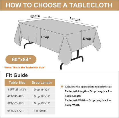 sancua Rectangle Tablecloth - 60 x 84 Inch - Stain and Wrinkle Resistant Washable Polyester Table Cloth, Decorative Fabric Table Cover for Dining Tables, Buffet Parties and Camping, Black