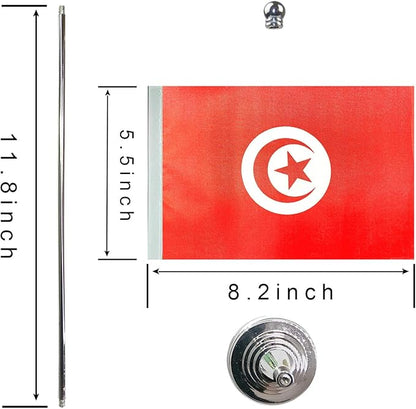 GentleGirl.USA Tunisia Table Flags,Stick Small Mini Tunisian Flag Office Desk Flag on Stand with Stand Base, International Festival Decoration,Tunisian Theme Party Decoration,Home Desk Decoration