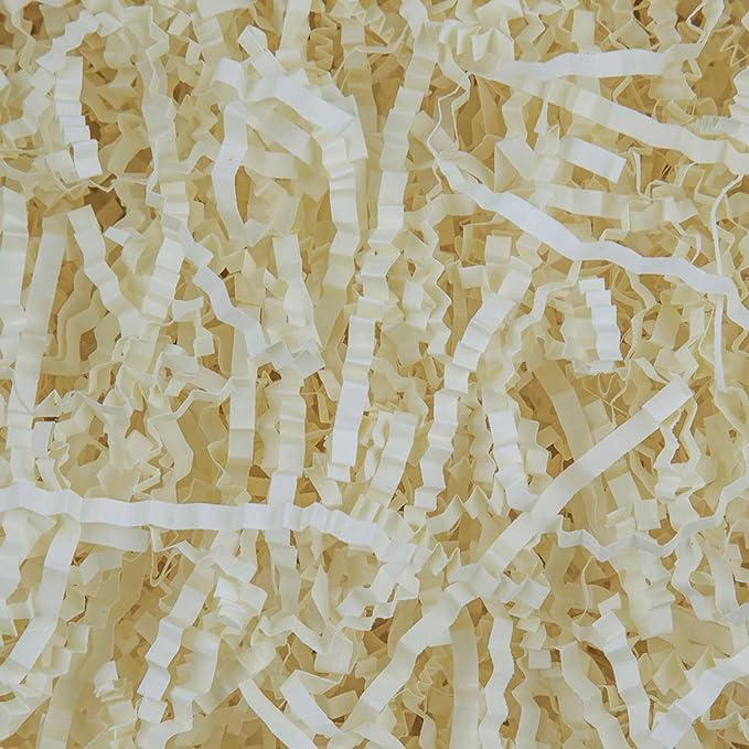 Caleihd Crinkle Cut Paper Grass Cushion Paper Streamer for Christmas Wedding Birthday Bridesmaid Engagement Craft Gift Boxes Bags Filler Decoration 4.5oz Oyster White
