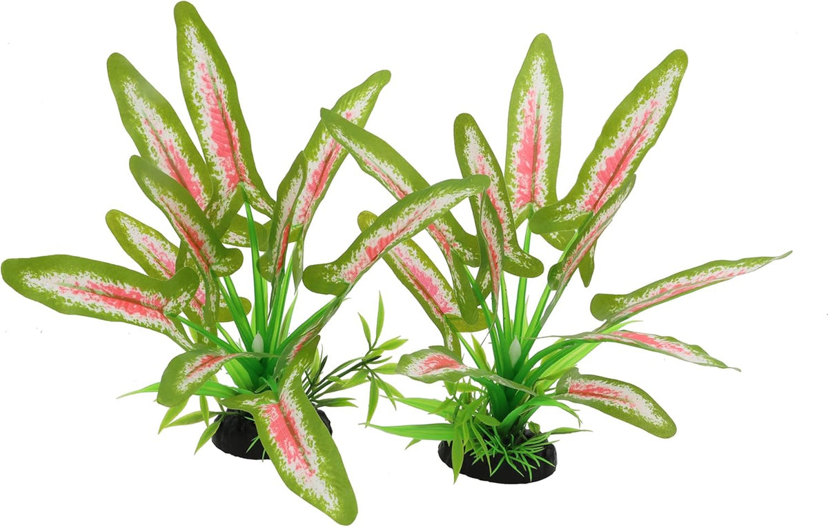 Silk Aquarium Plants for Betta Fish Tank, 2 Pcs 8 Inch Small Silk Aquarium Plant Aquatic Water Grass Decoration (Green-Wine, 8 Inch)