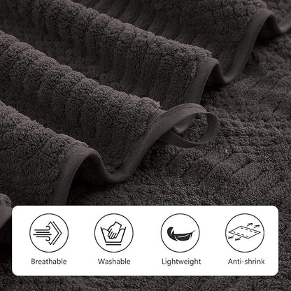 8 Piece Oversized Bath Towels Set Black Brown,2 Extra Large Bath Towel Sheets,2 Hand Towels and 4 Washcloths 600 GSM Highly Absorbent Quick Dry Towels Set for Bathroom Hotel