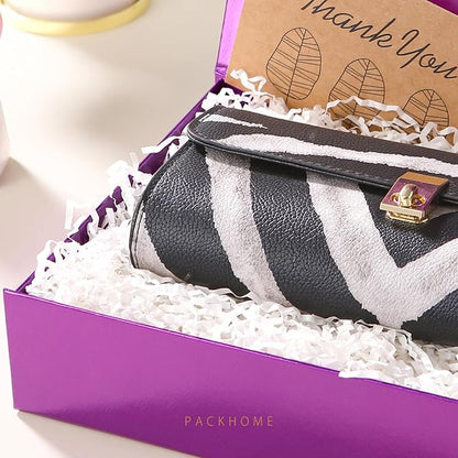 PACKHOME 6 Gift Boxes 11.5x8x2.5 Inches, Sturdy Shirt Boxes with Magnetic Lids for Multiple Occasions (Glossy Light Purple)