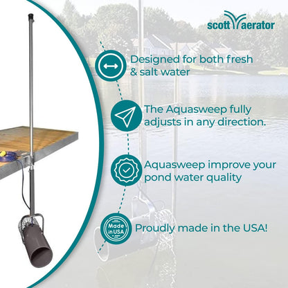 Scott Aerator: Aquasweep with Oscillator | Dock Mount | Muck Blaster | 1 Horse Power, 115V | Made in USA | 5-Year Warranty (100ft Cord)