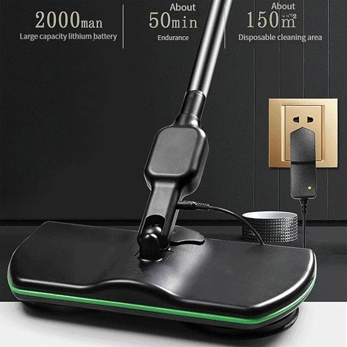 Cordless Electric Mop, 35dB Quiet Floor Cleaner with Dual Motor, Lightweight Spin Scrubber for Hardwood Tile Marble, Adjustable Handle, Rechargeable Polisher, Washable Pads， 2 PCS Cleaning Cloths