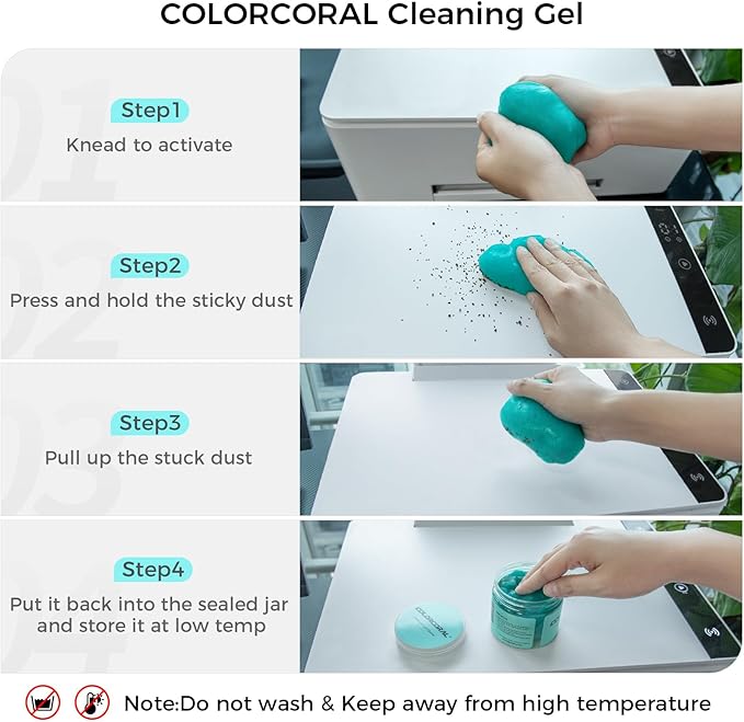 ColorCoral 2Pack Car Cleaning Gel Universal Dust Cleaner for Car Vent Keyboard Cleaning Detailing Slime Putty Cleaning Kit Car Accessories, Gifts for Adults Men Women Kids Teens