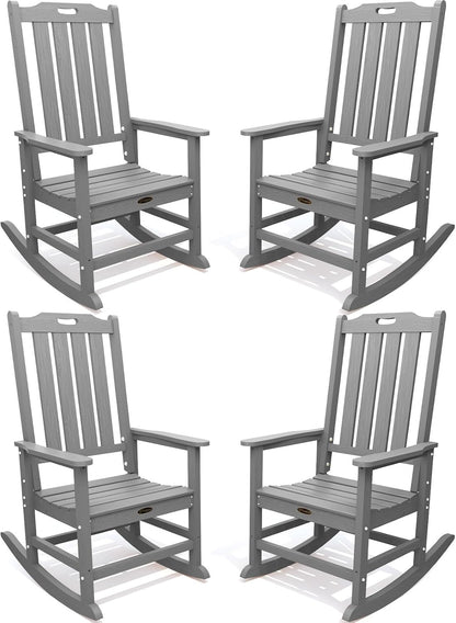 THOEOE Outdoor Rocking Chairs Set of 4, Oversized Patio Rocking Chair