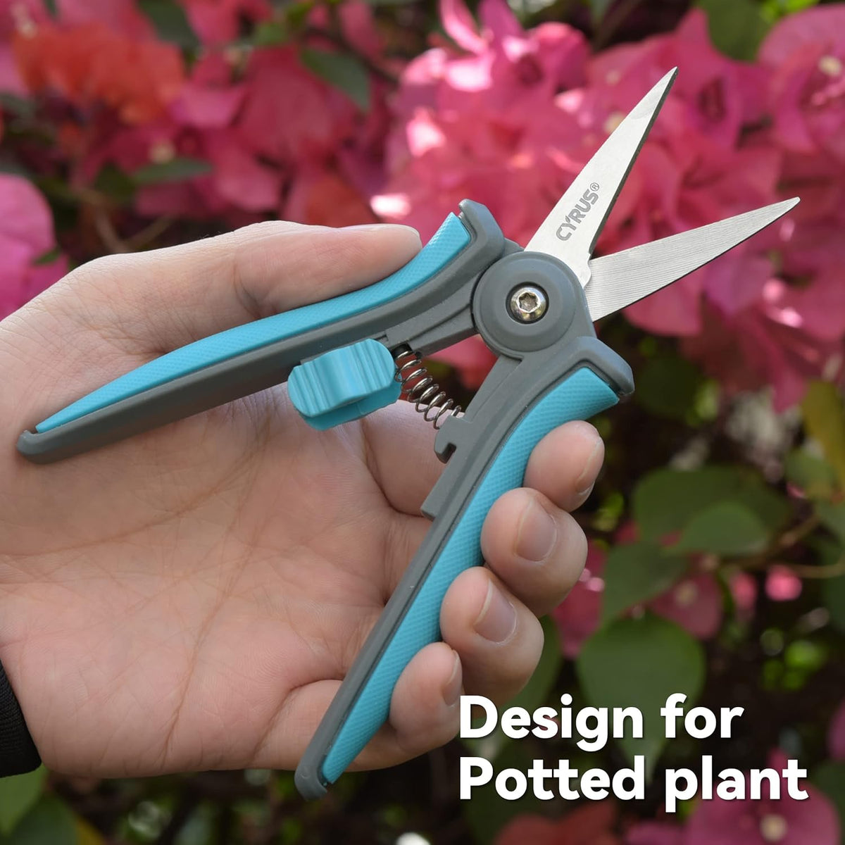 CYRUS 6” Gardening Scissors Hand Pruner Pruning Shear with Straight Stainless Steel Blades Trimming Hand Pruner