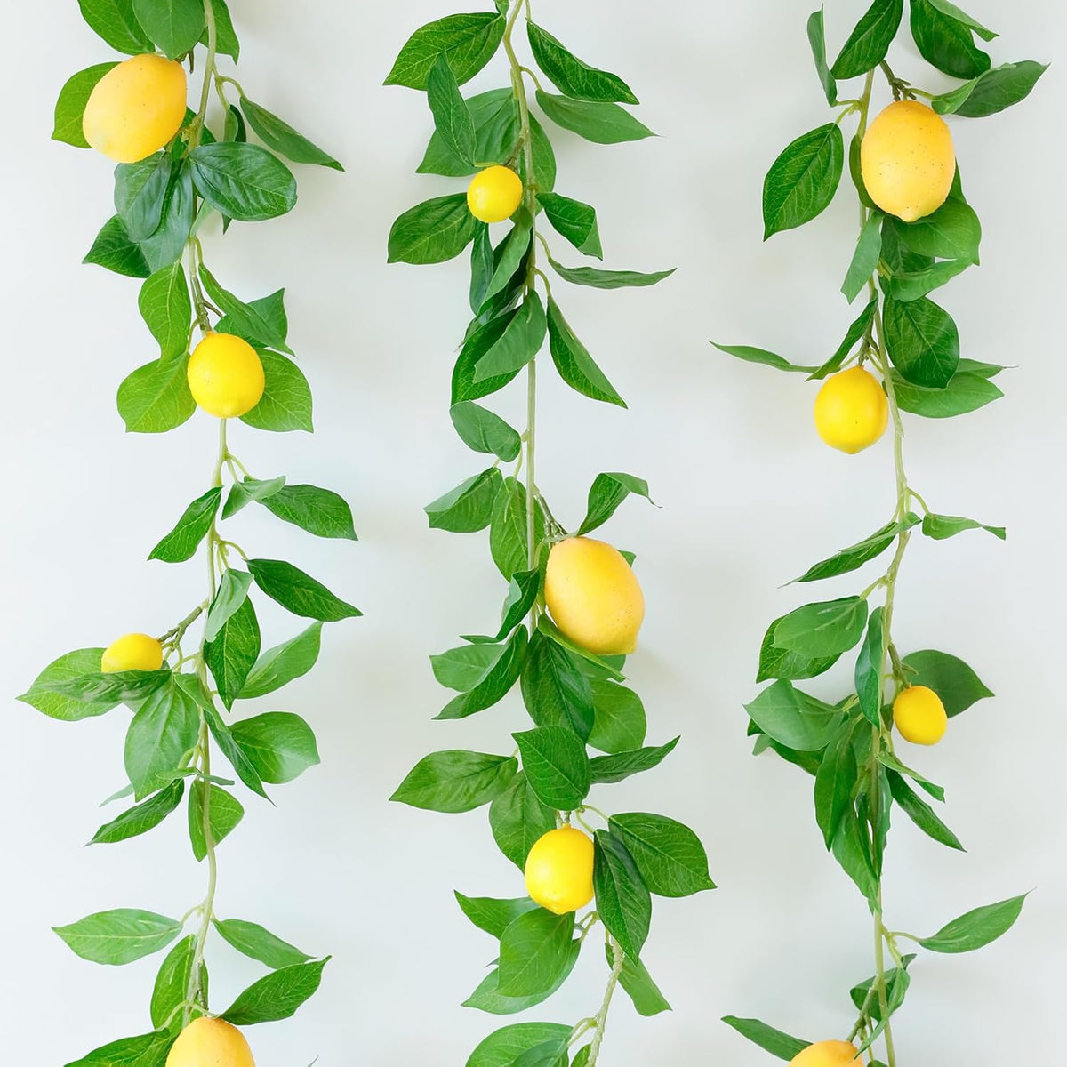 3 Strands Lemon Artificial Vines, 71" Lemon Silk Vine Garland with Green Leaves, Fake Hanging Plants Greenery Decor for Home, Bedroom, Wall, Party, Wedding Decoration