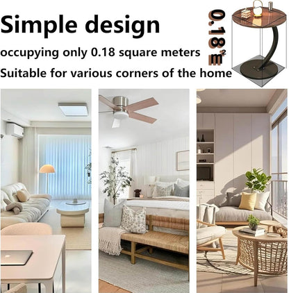 C Shaped End Table for Couchs, Couch Tables That Slide Under, Couch Side Table for Laptop, Suitable for Living Room, Bedroom and Small Spaces,White