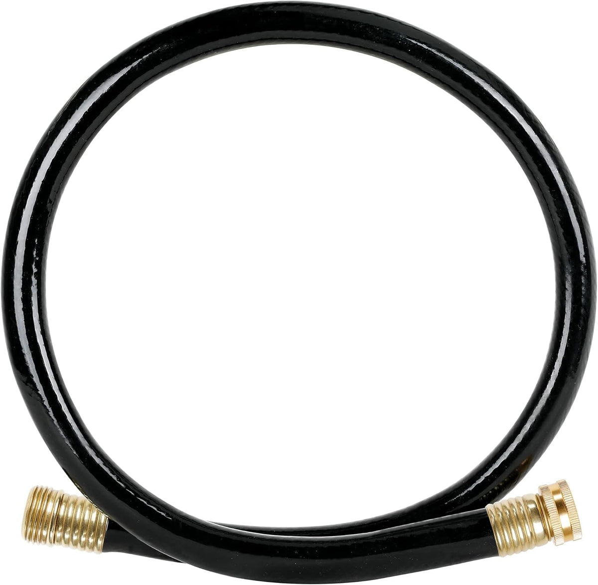 Worth Short Leader Black Garden Hose 5/8 in. x 6 ft. -Brass Aluminum Ends for Household & Yard Use -Heavy Duty Durable Flexible Lightweight Water Pipe -Kink Free, No Leaking, Male/Female Fittings