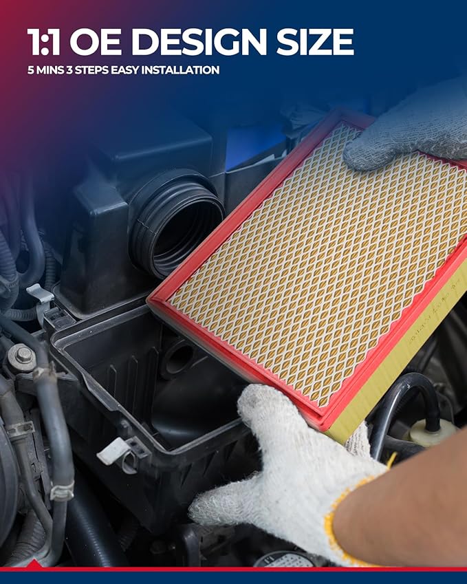 KAX Engine Air Filter, CA12375 Replacement for Ram 1500 2019 2020 2021 2022 2023 2024, Ram 1500 Classic 2021-2024, Advanced Air Filter Media, Increased Acceleration