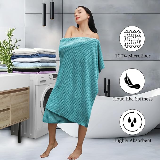 Hailea Extra Large Bath Towels Set 35x70 Inches - Aqua Luxury 600 GSM Oversized Bath Sheet Towel,Ultra Soft Microfiber - Quick Dry,Highly Absorbent Shower Towels Spa Hotel Bathroom Towel Set (4-Pack)
