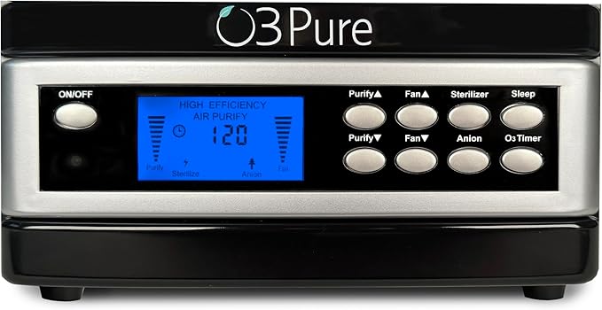 O3 Pure Whole Home Ozone and Ionizer Air Purifier with UV HEPA PCO and Carbon Filtration