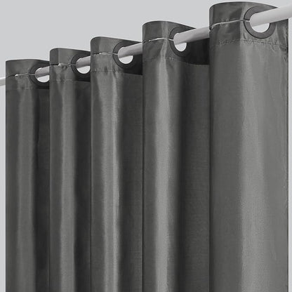 Furlinic No Hook Extra Long Shower Curtain 96 Length,Polyester Fabric Bathroom Curtain with 10 Split Plastic Built-in Hooks,Waterproof & Machine Washable,Dark Grey,78 x 96 Inch
