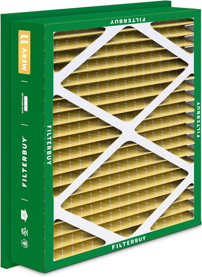 Filterbuy 20x20x5 Air Filter MERV 11 Superior Pet & Allergy Defense (2-Pack), Electrostatic Pleated HVAC AC Furnace Filters for Honeywell Return Grille FC40R1003 (Actual Size: 18.38 x 18.38 x 3.69)